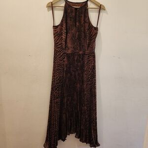 WHBM Size 2 Animal Print Pleated Halter Maxi Dress